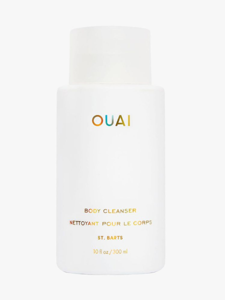 Ouai St. Barts Body Cleanser white bottle of body wash on light gray background