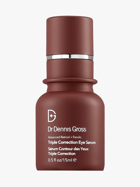 Dr. Dennis Gross Advanced Retinol + Ferulic Triple Correction Eye Serum in dark burgundy bottle