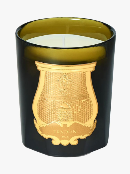 Trudon Cyrnos Mediterranean Aromas Candle in branded component on a light gray background